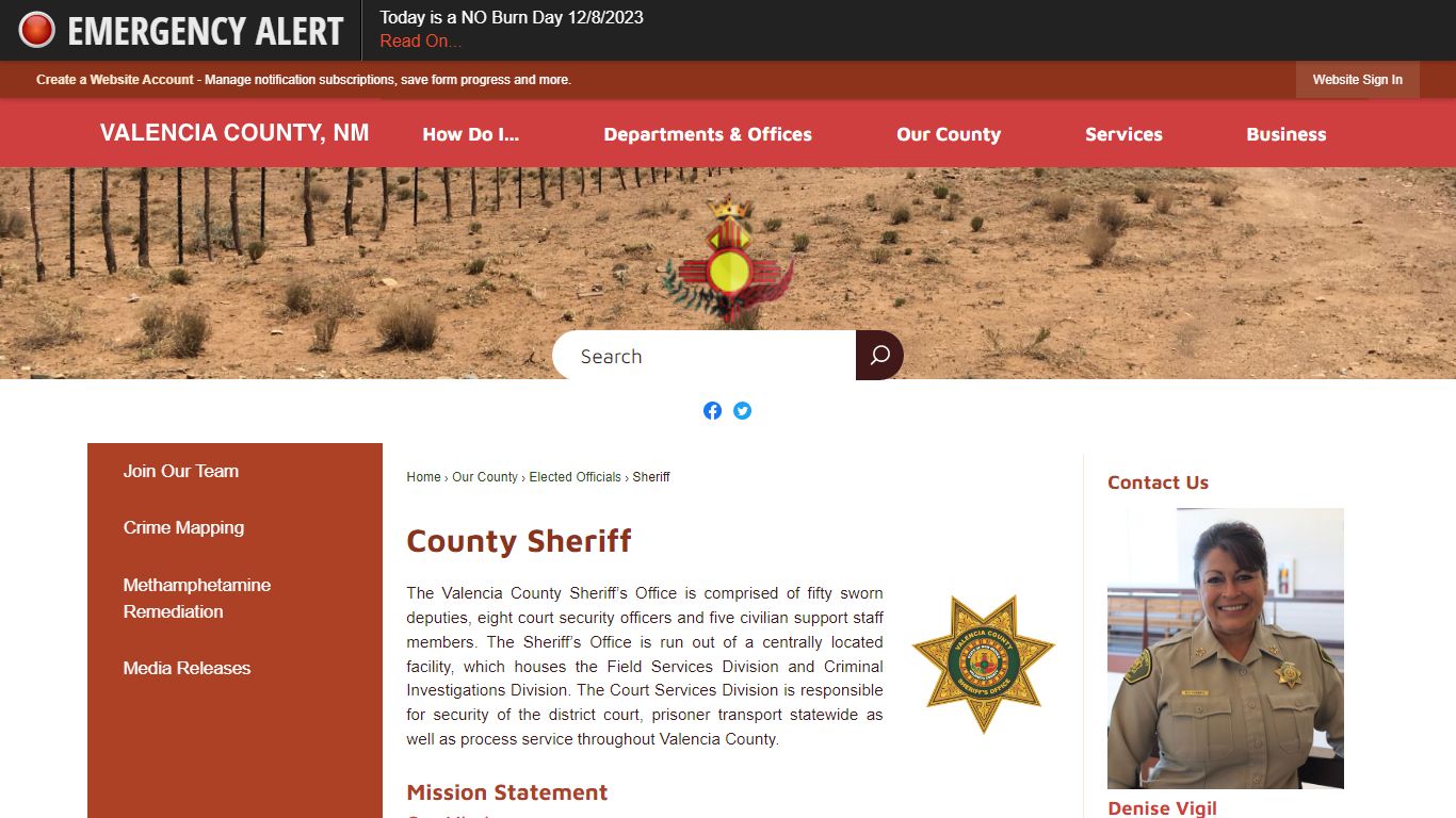 County Sheriff | Valencia County, NM