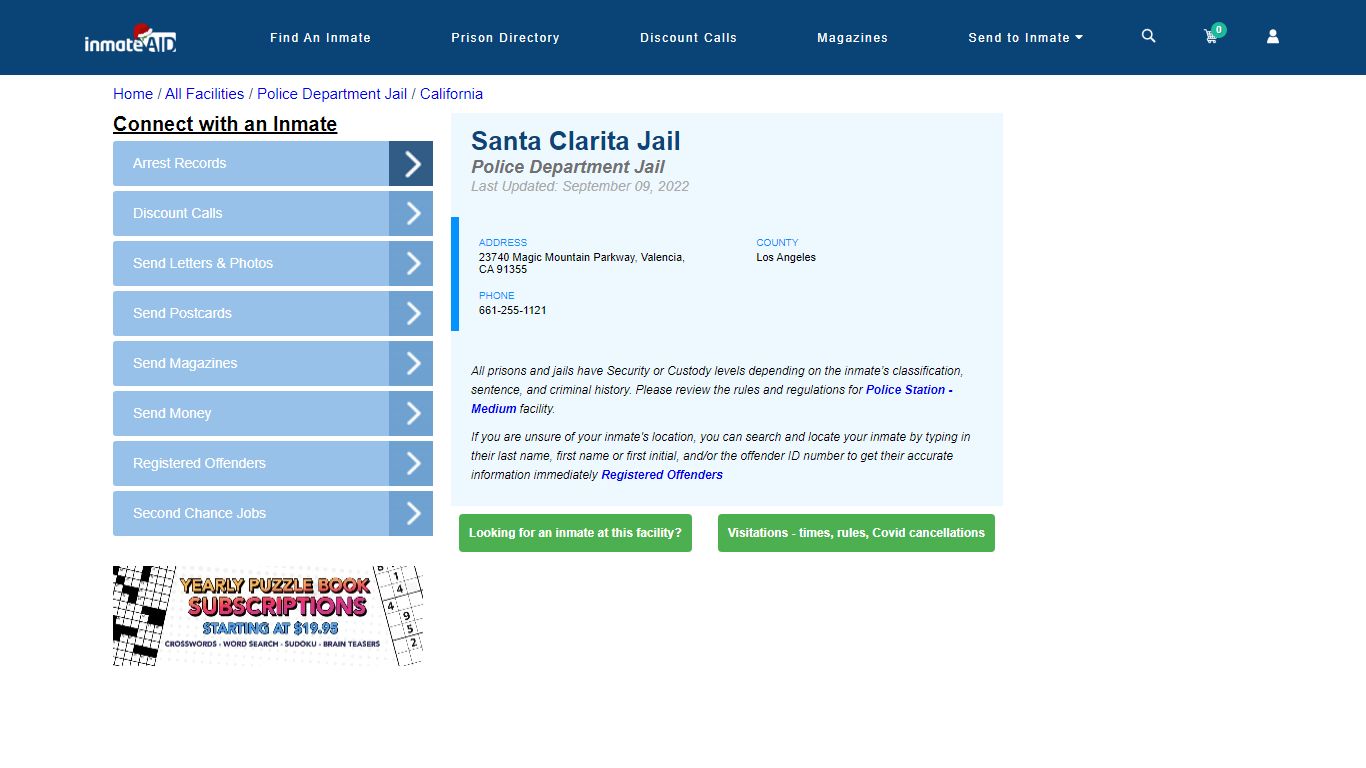 Santa Clarita Jail & Inmate Search - Valencia, CA